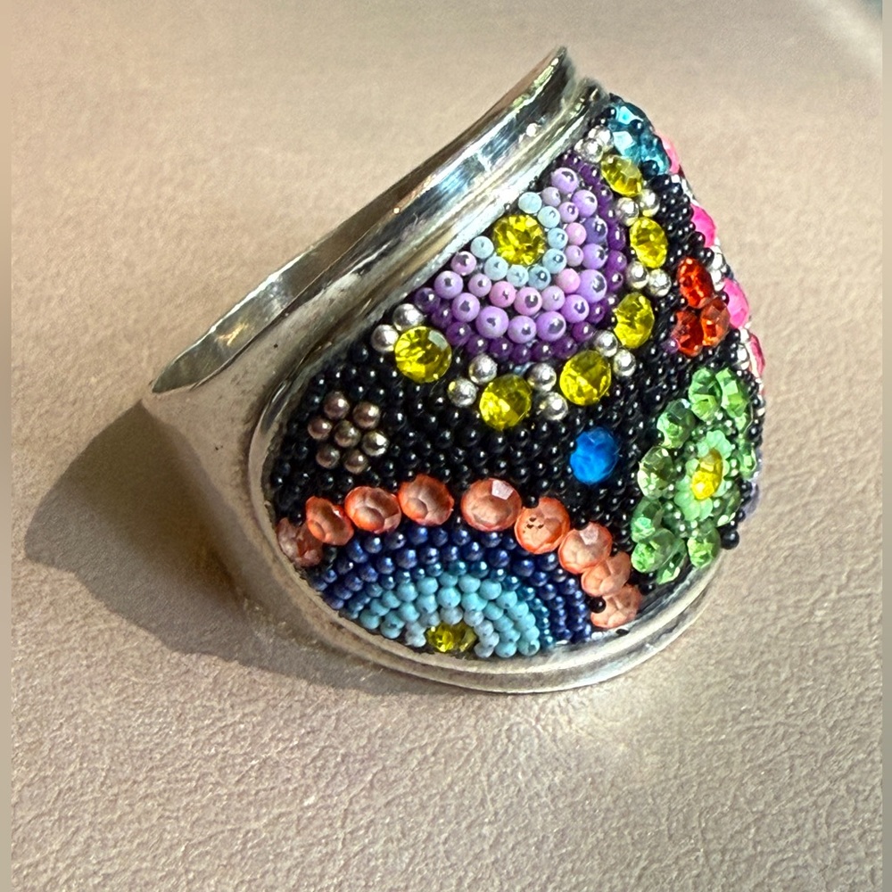 Colorful Sparkling Mosaico Crystal Ring Sterling Silver NWOT - Picture 6 of 10